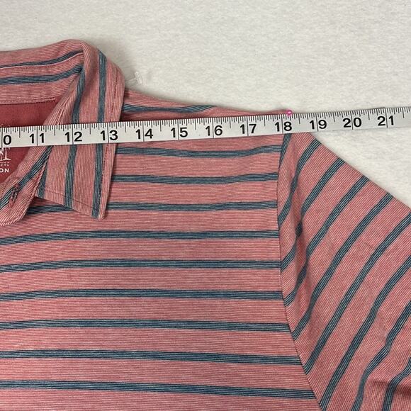 Faherty Mens Isle Polo Shirt PInk Blue Stripe Organic Cotton XL Coastal Preppy - Picture 4 of 9